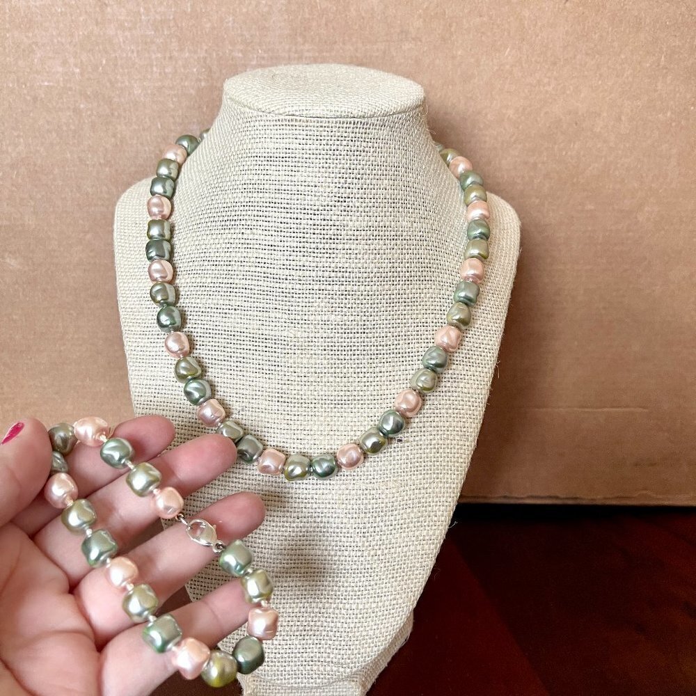 Pearl Bead Necklace and Bracelet Set